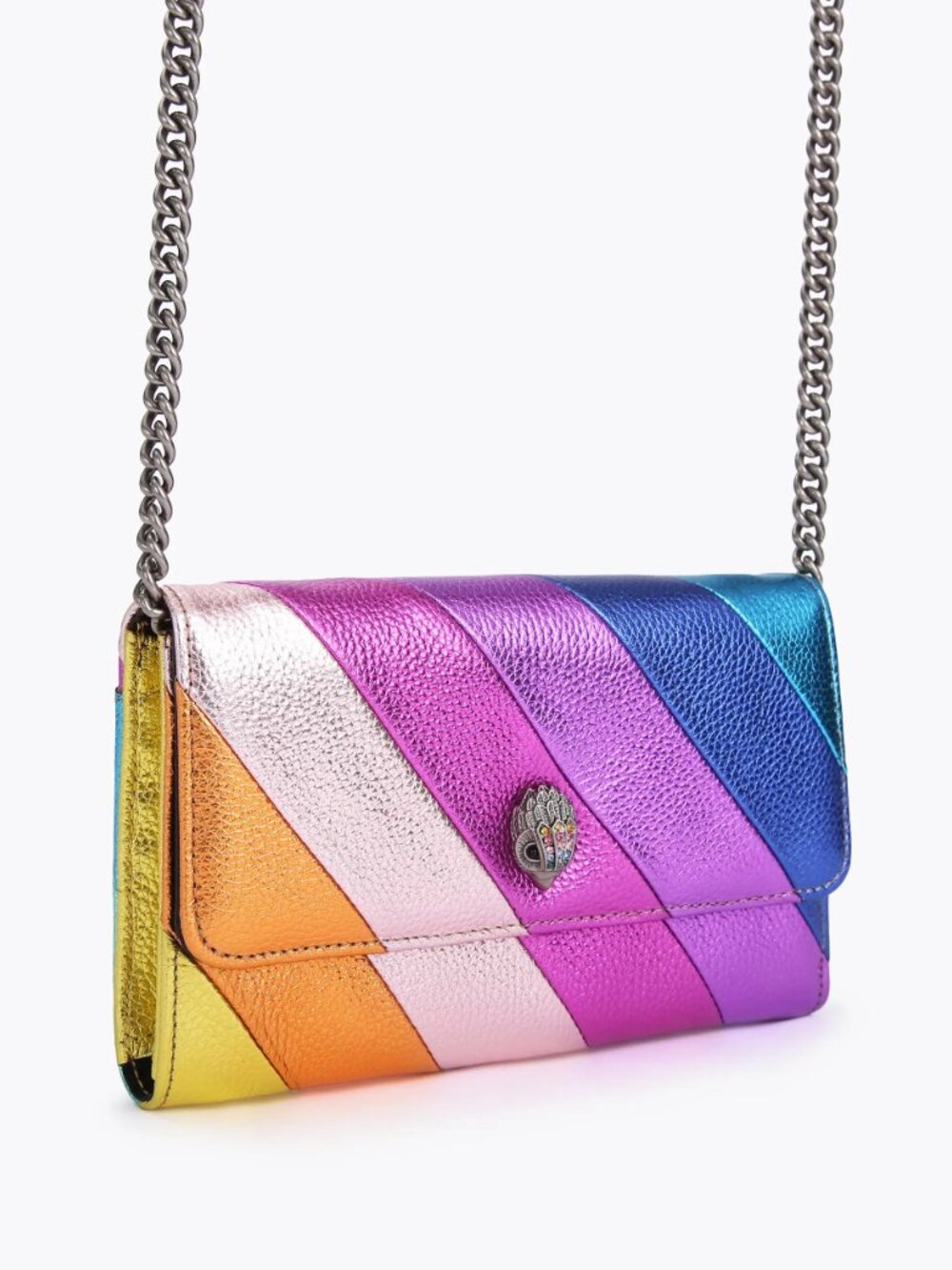 NWT ✅KURT GEIGER LONDON Kensington Metallic Chain Crossbody Wallet Bag